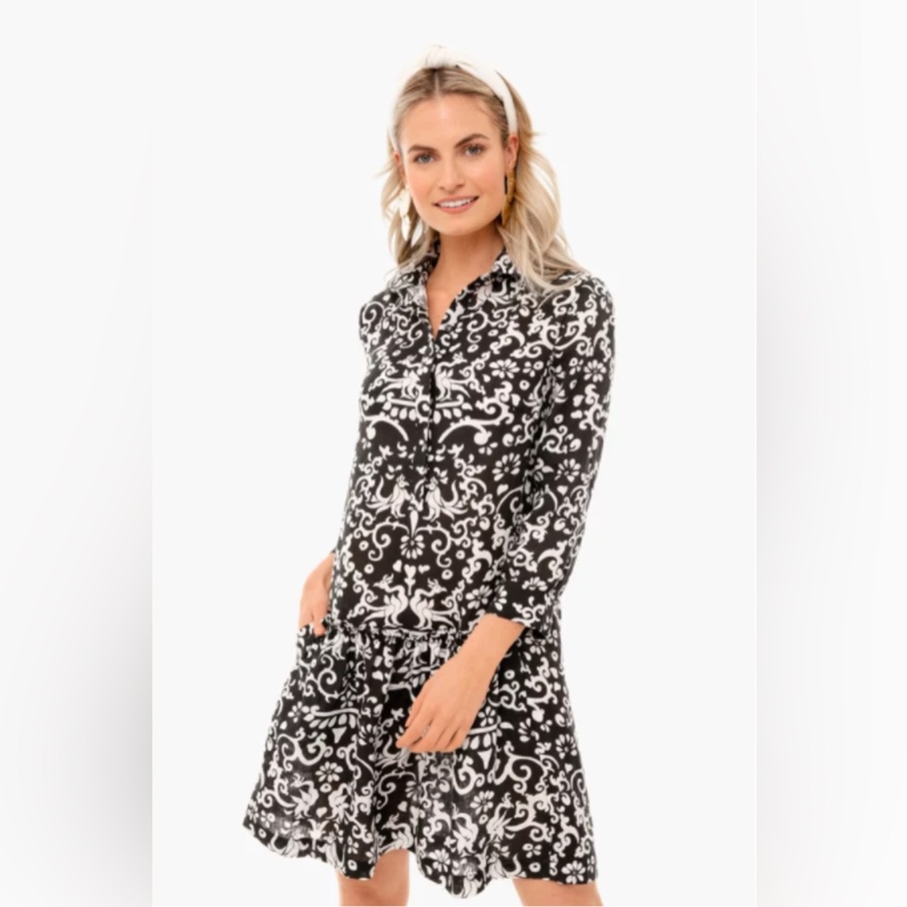 Saloni Tilly Linen Dress in Phoenix Noir
